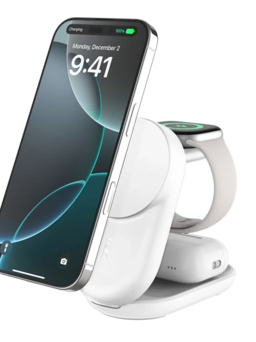 Belkin UltraCharge 3-in-1 Foldable Magnetic Charger 25w White Used